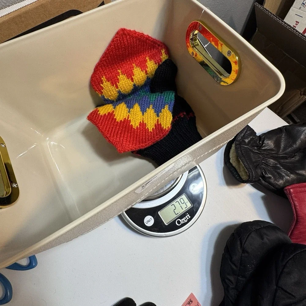 Vintage Colorful handmade wool mittens Black Red Green Blue Yellow New